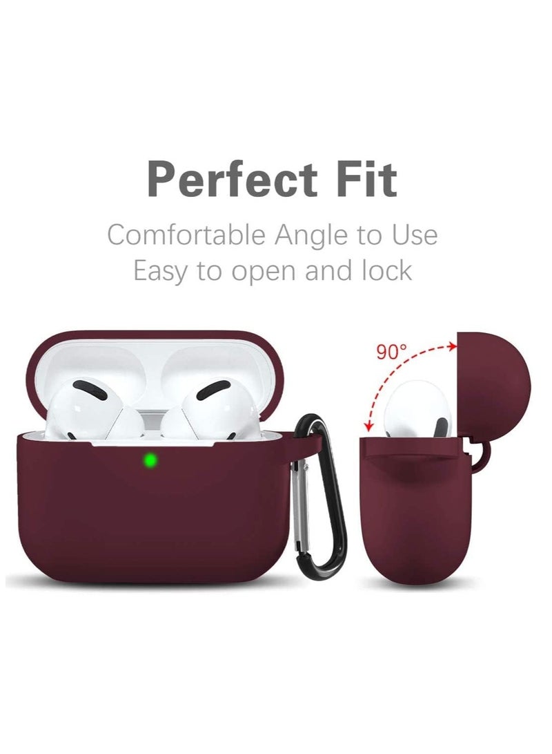 أكاليكس غطاء حافظة AirPods Pro الجيل الثاني، ملحقات جلدية واقية من السيليكون مع سلسلة مفاتيح لـ Apple AirPods Pro Generation 2، شاشة LED أمامية مرئية، عنابي - Image 3