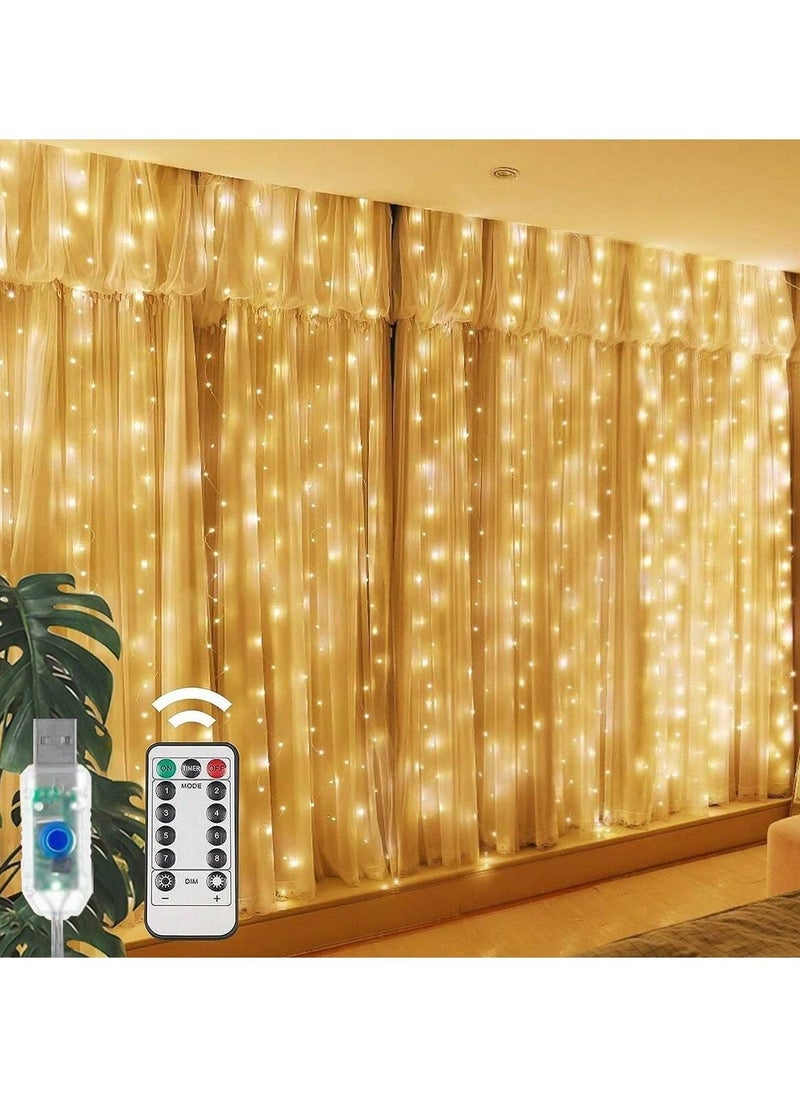 Generic 3x2 Meter Curtain String Lights with Remote Control - Warm and Festive Glow  - Image 1