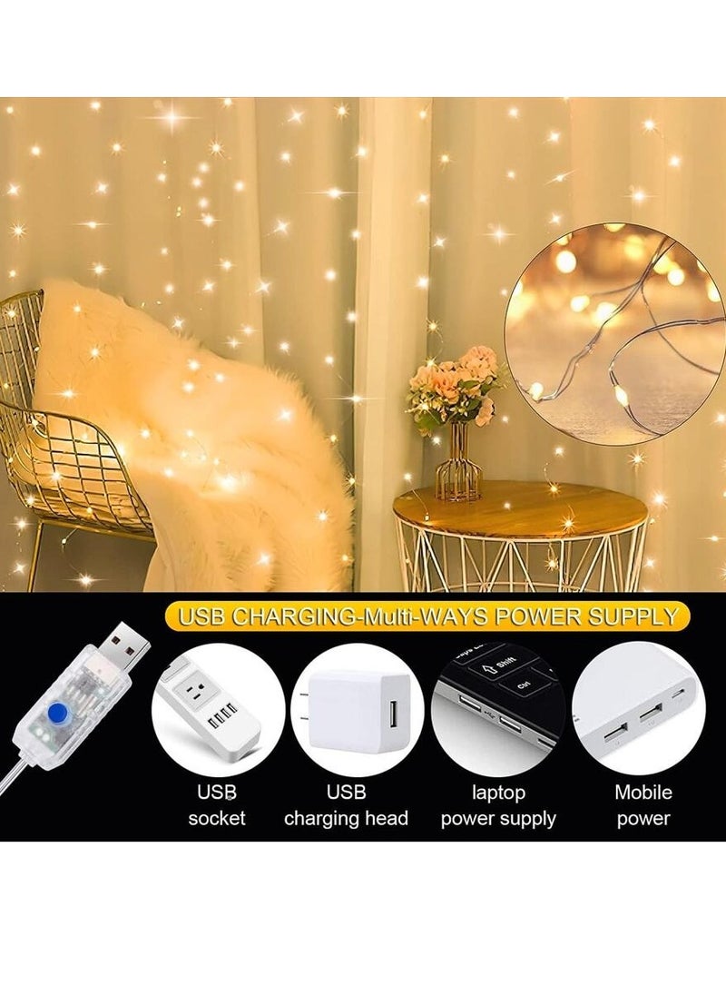 Generic 3x2 Meter Curtain String Lights with Remote Control - Warm and Festive Glow  - Image 4