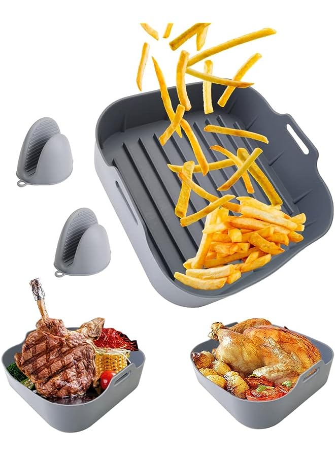 VALUXE Fryer Silicone Pot - Air Fryer Liners for 6.5 QT or Bigger Square, Food Safe Reusable Air Fryer Silicone Basket, Easy Cleaning Air Fryer Pan with Heat-Proof Gloves - Image 1