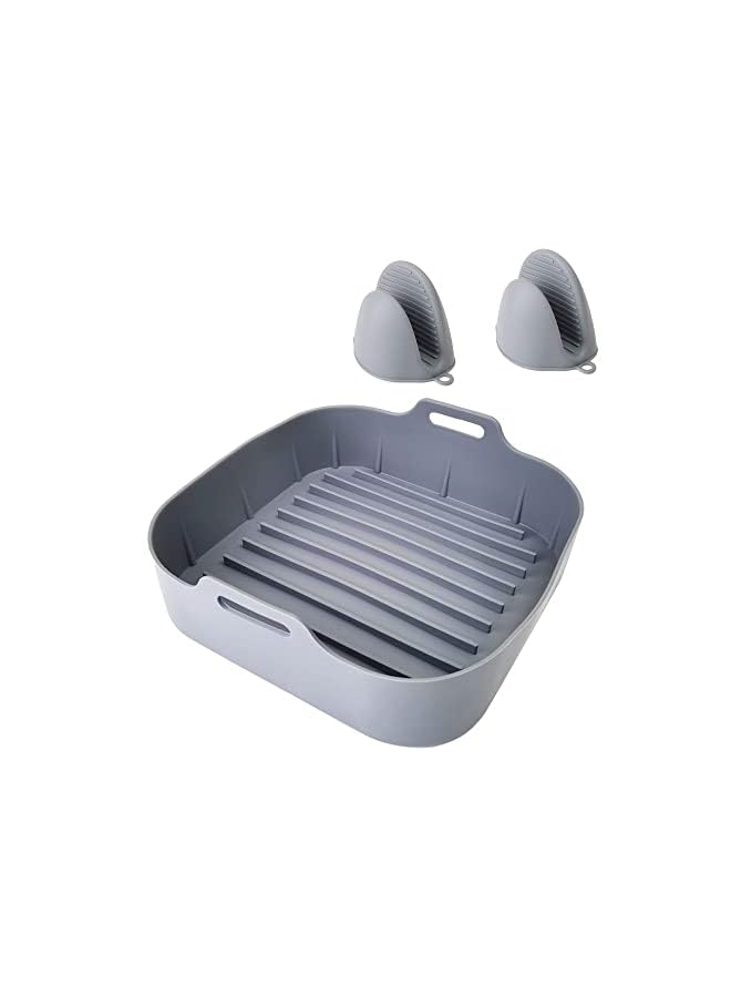 VALUXE Fryer Silicone Pot - Air Fryer Liners for 6.5 QT or Bigger Square, Food Safe Reusable Air Fryer Silicone Basket, Easy Cleaning Air Fryer Pan with Heat-Proof Gloves - Image 2