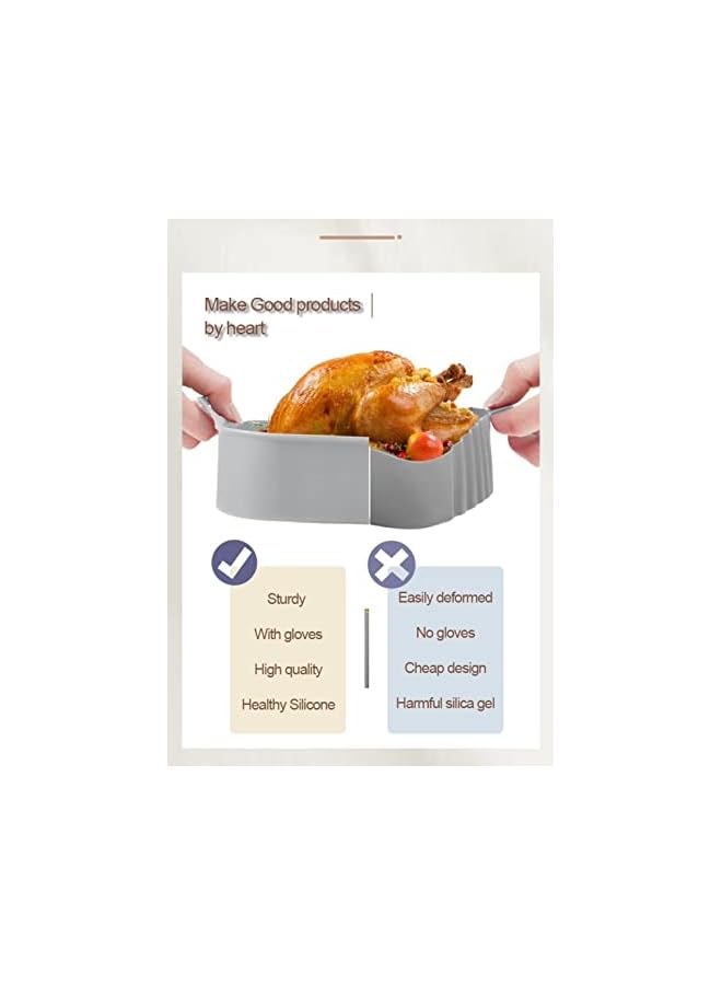 VALUXE Fryer Silicone Pot - Air Fryer Liners for 6.5 QT or Bigger Square, Food Safe Reusable Air Fryer Silicone Basket, Easy Cleaning Air Fryer Pan with Heat-Proof Gloves - Image 4