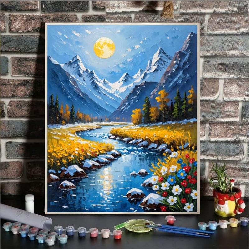 Ldazao Mountain Paint By Numbers Kit For Adults Beginner Scenery Adult Paint By Number Kits Canvas Adults' Paint-By-Number Kits Diy Oil Painting Kits For Gift Home Wall Decor 16X20 Inch - Image 2