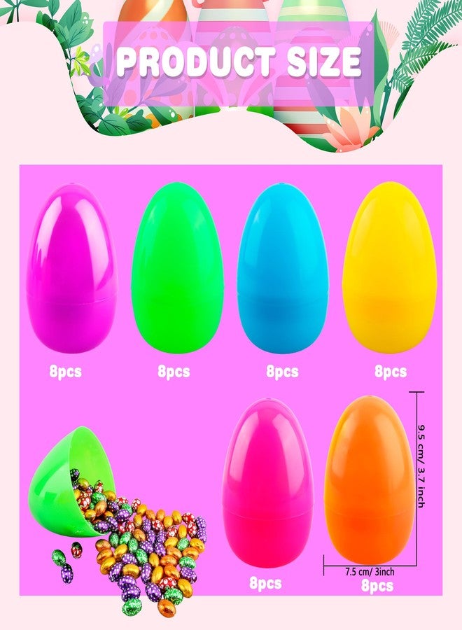 Haconba 48 Pack 4 Inch Fillable Easter Eggs Reusable Flat Bottom Large Plastic Eggs for Easter Party Supplies Egg Hunt Game Basket Fillers Classroom Rewards, 6 Colors - Image 2
