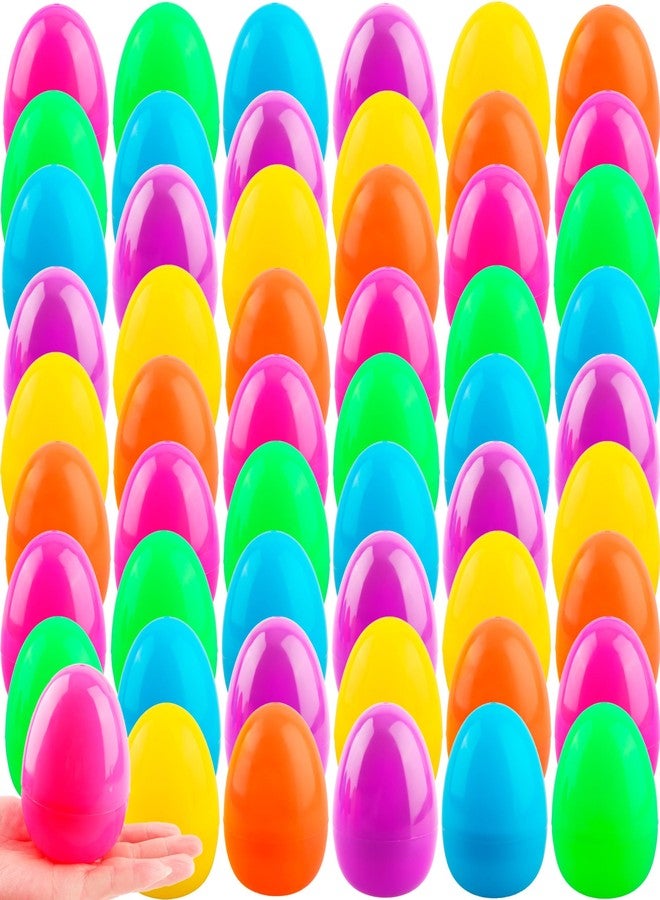 Haconba 48 Pack 4 Inch Fillable Easter Eggs Reusable Flat Bottom Large Plastic Eggs for Easter Party Supplies Egg Hunt Game Basket Fillers Classroom Rewards, 6 Colors - Image 1
