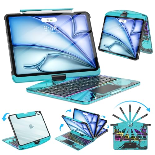 SIBEITU Keyboard Case for iPad Air 11-inch (M4/M3/M2, 2026/2025/2024) & iPad Pro 11-inch 4th 3rd 2nd 1st Gen, 7-Color Backlit, Multi-Touch Trackpad, 360°Rotatable for 10.9" iPad Air 4th/5th Gen, Blue - Image 1