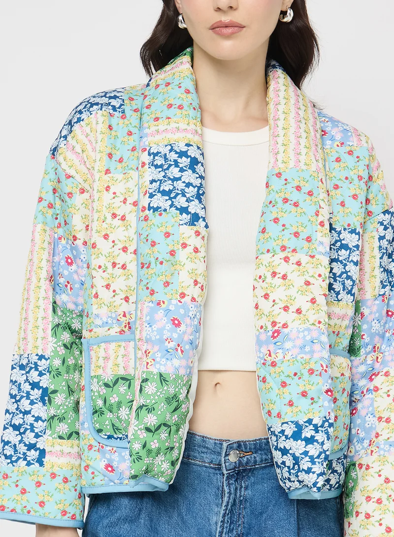 Ginger Floral Patchwork Quilted Lapel CollarJacket