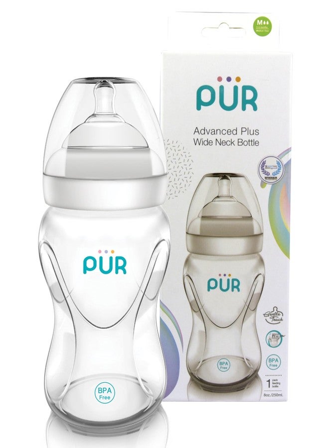 Pur Advanced Wide Neck Plastic Baby Feeding Bottle | BPA Free | Ideal for 3 Months+| Designed to Resemble Breastfeeding | Uniquely Designed Nipple with a Air Value | Pack of 1| 250ml | 9812 - Image 1