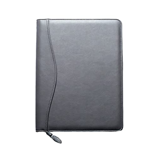 Planner Pad 7 Ring Loose Leaf Executive Size Cover, Fits 8 1/2” x 11” Size Planner Pages, Gray Faux Leather - Image 1