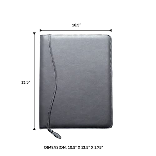 Planner Pad 7 Ring Loose Leaf Executive Size Cover, Fits 8 1/2” x 11” Size Planner Pages, Gray Faux Leather - Image 4