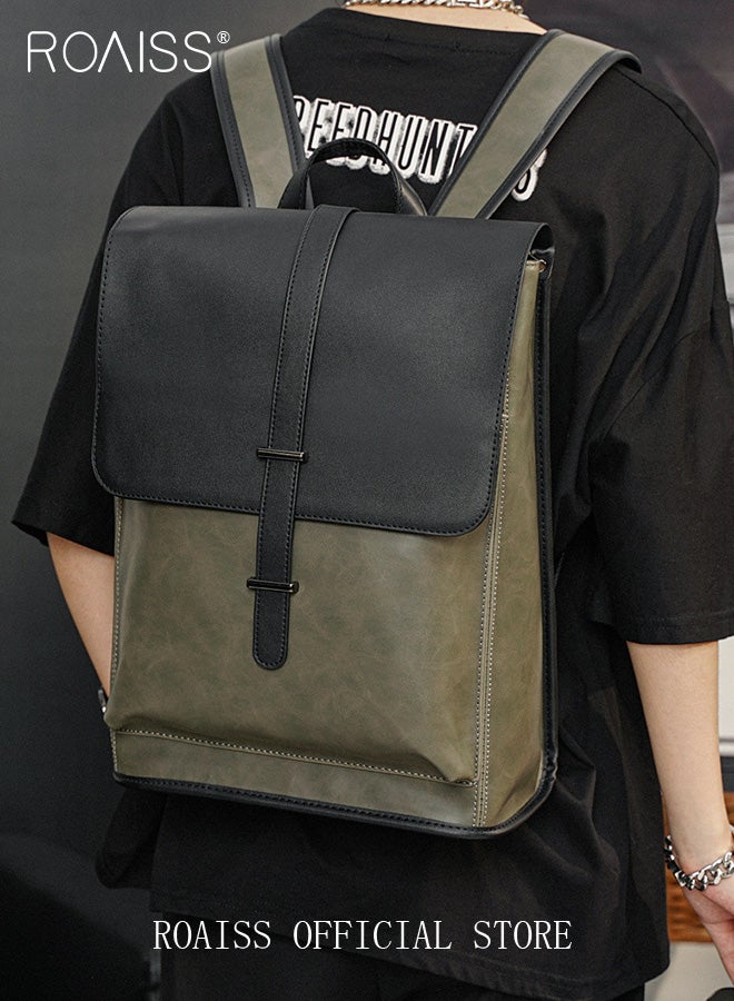 roaiss Vintage Travel Laptop Backpack for Men Business Anti Theft Durable Leather Bags Casual Large Capacity Students Daypack  - Image 3