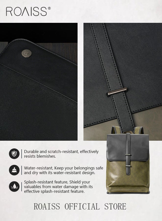 roaiss Vintage Travel Laptop Backpack for Men Business Anti Theft Durable Leather Bags Casual Large Capacity Students Daypack  - Image 4