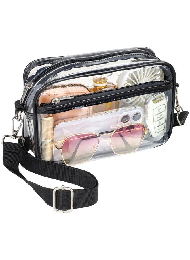 PACKISM Clear Purses for Women Stadium Clear Bag Stadium Approved Crossbody Concerts Bag with Widen Front Pocket Adjustable Strap for Game Day Events Concerts Sports Festivals, Black - Image 1