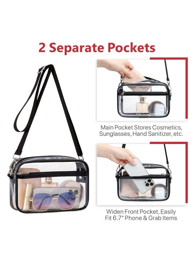 PACKISM Clear Purses for Women Stadium Clear Bag Stadium Approved Crossbody Concerts Bag with Widen Front Pocket Adjustable Strap for Game Day Events Concerts Sports Festivals, Black - Image 4