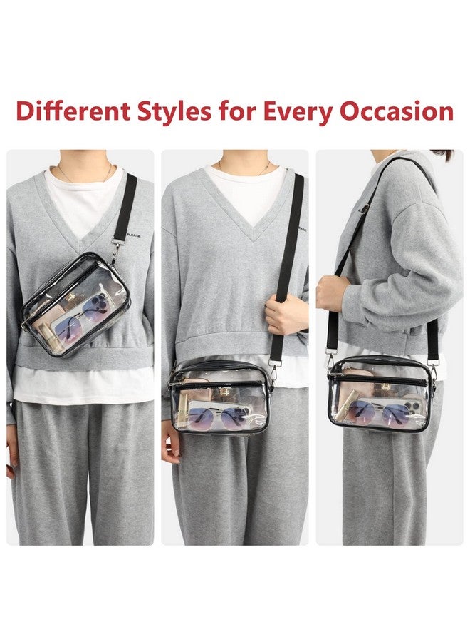 PACKISM Clear Purses for Women Stadium Clear Bag Stadium Approved Crossbody Concerts Bag with Widen Front Pocket Adjustable Strap for Game Day Events Concerts Sports Festivals, Black - Image 5