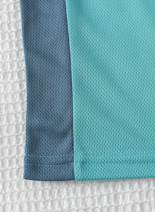 Take Two Take Two Boys Blue Contrast Panel Tank and Shorts Set