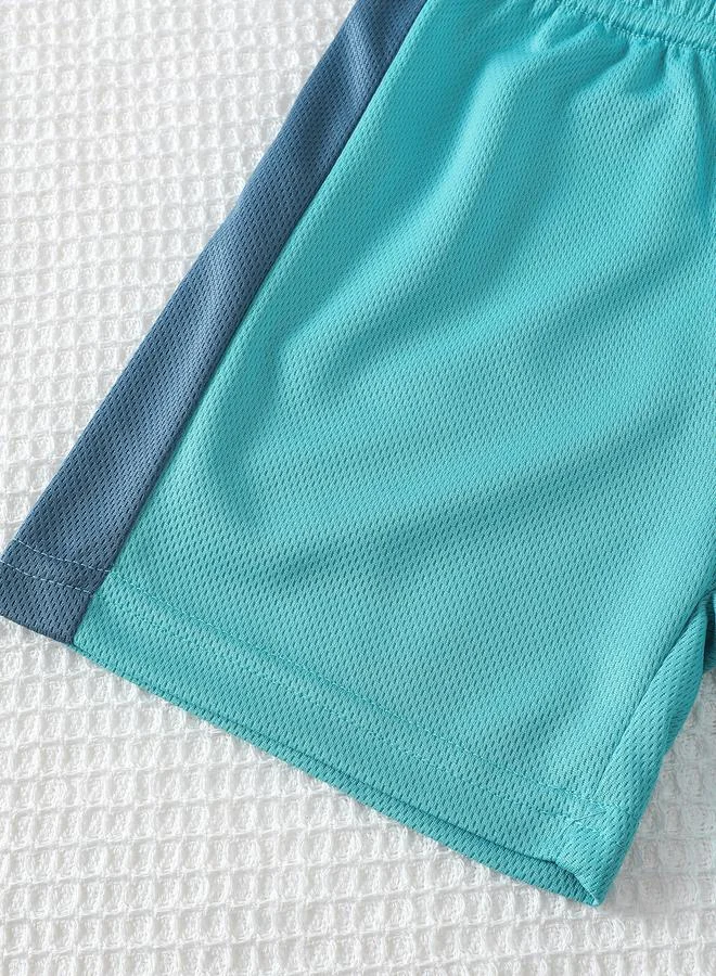 Take Two Take Two Boys Blue Contrast Panel Tank and Shorts Set