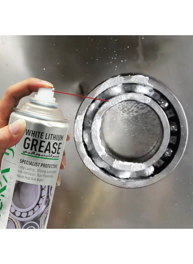 NORA N-511 White Lithium Grease Spray 450ml Heavy Duty Lubricant for Automotive Industrial Gears Chains Bearings Door Tracks Hinge Rust Corrosion Protection Water Heat Resistant Specialist Protective Multi-Purpose Metal to Metal Lubrication - Image 3