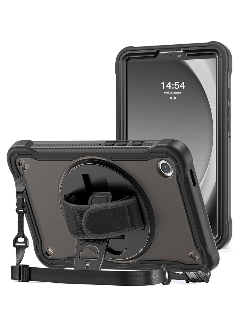 Compatible for Galaxy Tab A9 8.7 Inch 2023 Case, Heavy Duty Shockproof Rugged Case 360 Degree Rotatable Kickstand Protective Cover for 8.7 Tab A9 Tablet SM-X110/X115/X117 -Black - Image 1