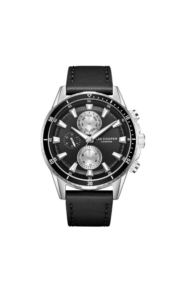 Lee Cooper Men's Multi Function Display Watch With Black Leather Strap - LC08004.351