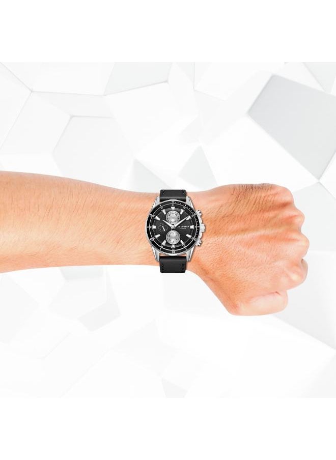 Lee Cooper Men's Multi Function Display Watch With Black Leather Strap - LC08004.351  - Image 4