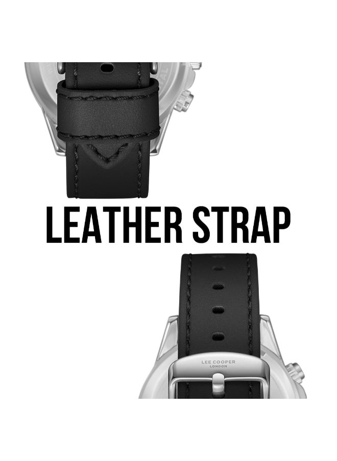 Lee Cooper Men's Multi Function Display Watch With Black Leather Strap - LC08004.351  - Image 2