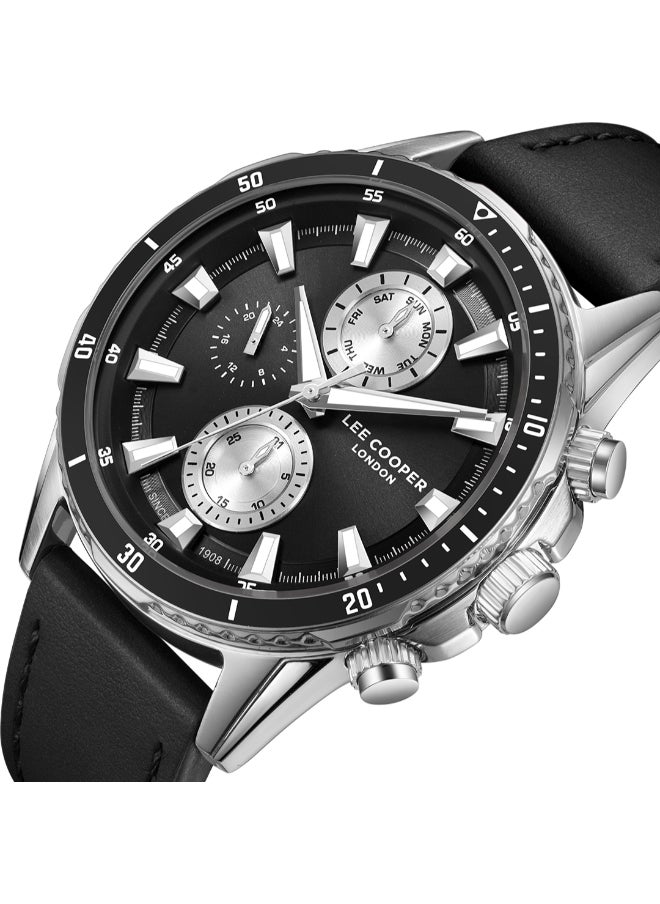 Lee Cooper Men's Multi Function Display Watch With Black Leather Strap - LC08004.351  - Image 1