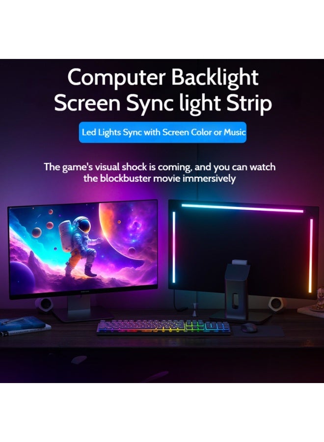 FlashHawk LED Light Strip for Monitor, Screen Sync/Music Sync RGB Backlight, Compatible with 24 Inch Computer Monitors, USB Powered, Software Control, 5050RGB+IC LEDs, Gaming Ambient Lighting - Image 3