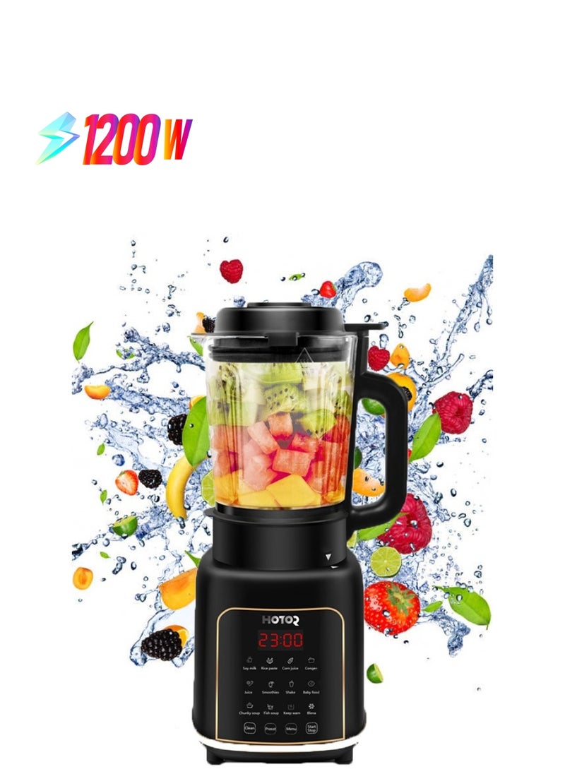HOTOR Black Smart Blender Smoothie Maker,1.65L Professional Blenders,Food Processor,Baby Food Blender with Stainless Steel Ice Sabre Blades for Crushing Ice,Soup, Fruit, Vegetable,Soybean Milk  - Image 1