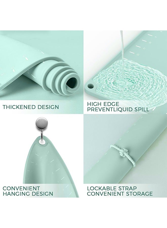 هاي هونور حصيرة خبز سيليكون 28 بوصة × 20 بوصة، حصيرة لف العجين سميكة للغاية مع قياسات وارتفاع الحافة، حصيرة معجنات سيليكون غير لاصقة صالحة للطعام للمعجنات والخبز والكعك والبيتزا والفوندان والمعكرونة - Image 3