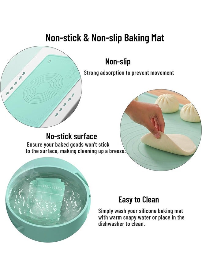 هاي هونور حصيرة خبز سيليكون 28 بوصة × 20 بوصة، حصيرة لف العجين سميكة للغاية مع قياسات وارتفاع الحافة، حصيرة معجنات سيليكون غير لاصقة صالحة للطعام للمعجنات والخبز والكعك والبيتزا والفوندان والمعكرونة - Image 4