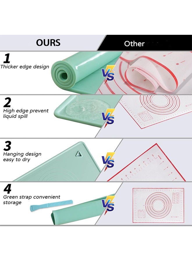 هاي هونور حصيرة خبز سيليكون 28 بوصة × 20 بوصة، حصيرة لف العجين سميكة للغاية مع قياسات وارتفاع الحافة، حصيرة معجنات سيليكون غير لاصقة صالحة للطعام للمعجنات والخبز والكعك والبيتزا والفوندان والمعكرونة - Image 5