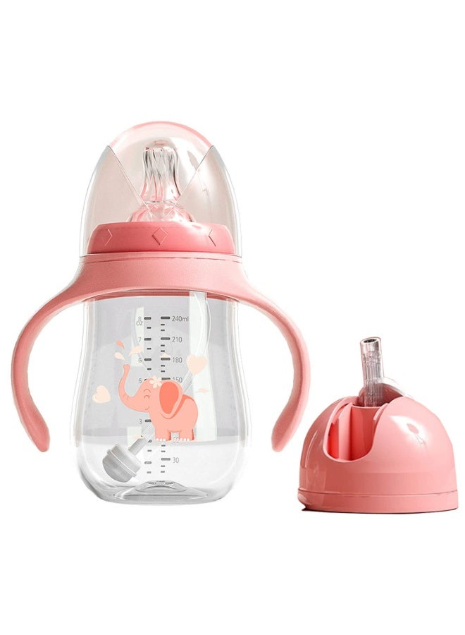 Leak Proof Mug Baby Straw Mug Baby Kids Mug Tritan with Handle Sippy Cup Baby Mug No Spill 300ml (Maximum Scale Capacity 300ml) Hydration Light Nursery Baby Shower Gift (240ml, Pink) - Image 1