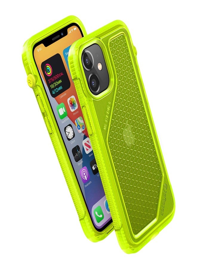 Catalyst Vibe Series Case Designed for iPhone 12 Mini, Patented Rotating Mute Switch, Compatible with MagSafe, 10ft Drop Proof, Crux Accessories Attachment System - Neon Yellow - Image 1