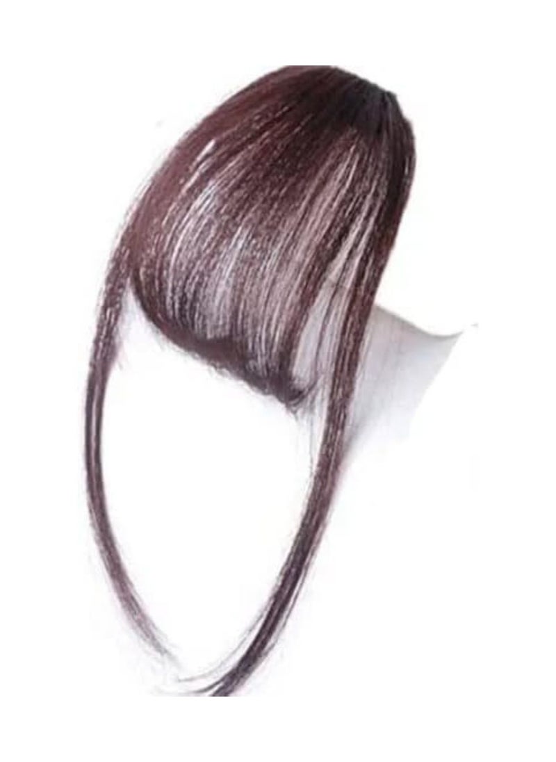 Estelle Clip in Bangs 100% Human Hair Extensions Natural Clip on Fringe Air Bangs Side Hair Bangs with Nice Net Handmade Natural Flat Neat Bangs with Temples for Women One Piece Hairpiece  Color No 2  - Image 2