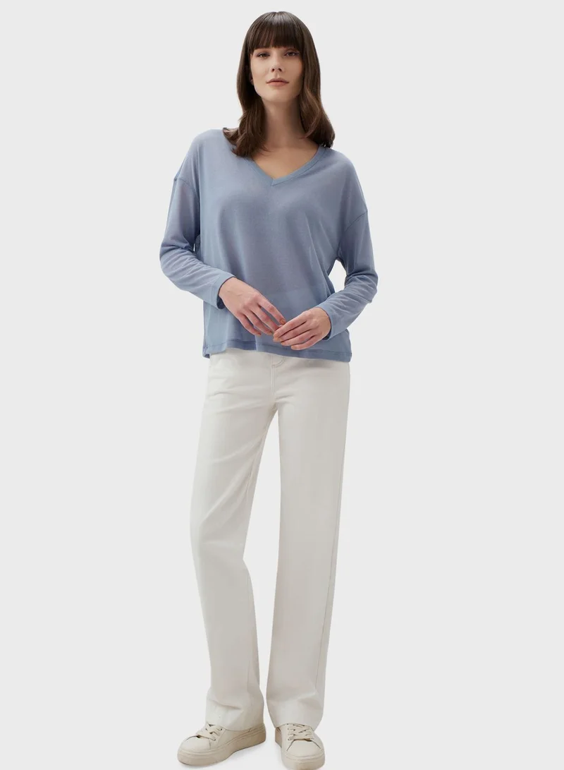 Jimmy Key V-Neck Mesh Detail  Top