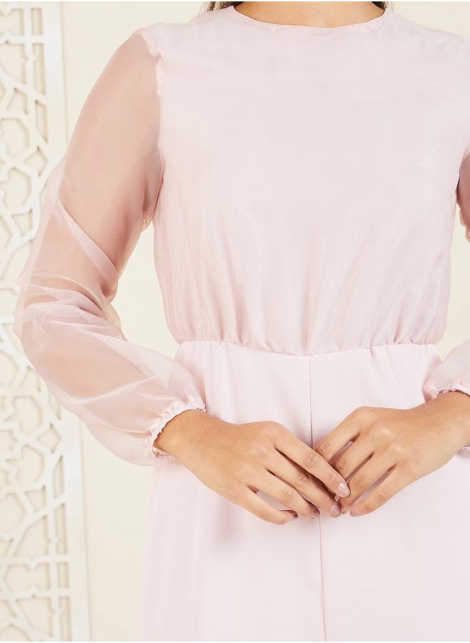 Styli Organza Sleeves Wide Leg Jumpsuit  - Image 3