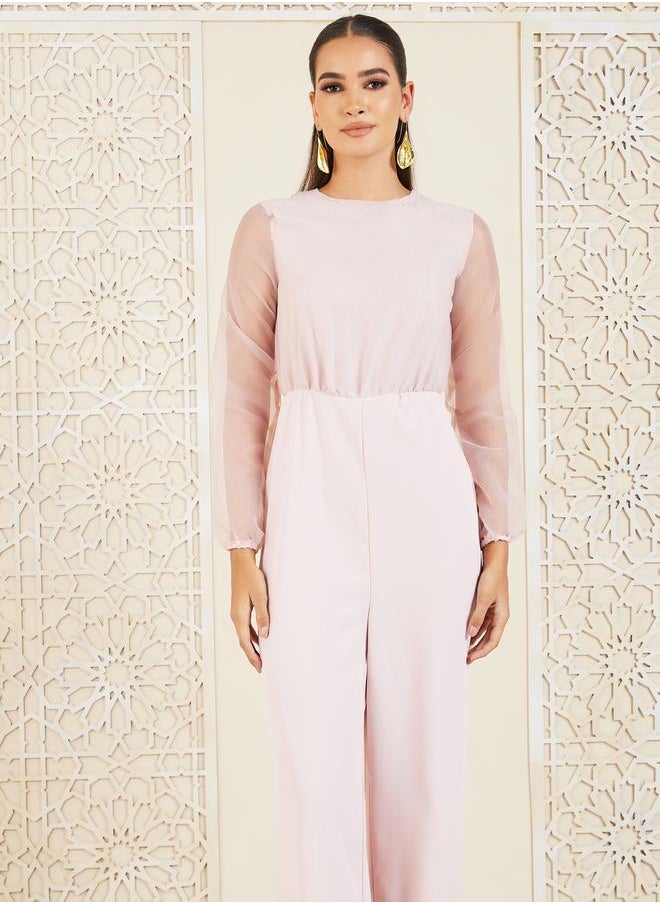 Styli Organza Sleeves Wide Leg Jumpsuit  - Image 2