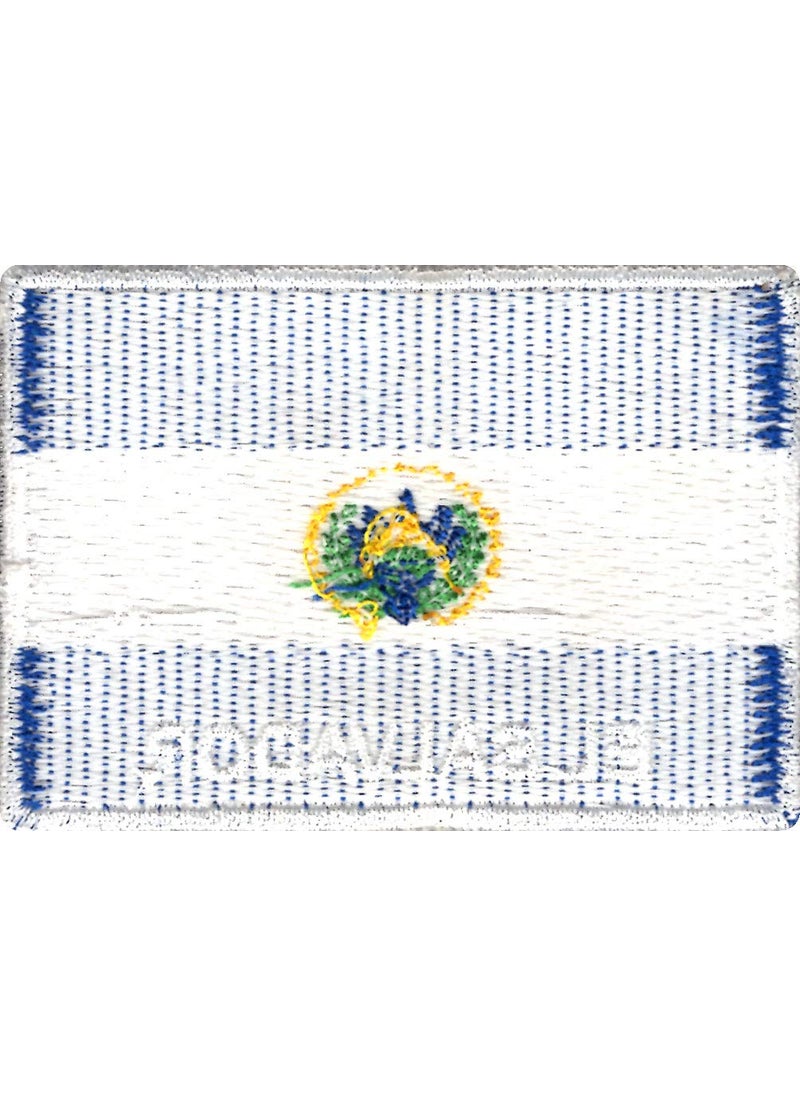 Artist Unknown - El Salvador Flag Applique Embroidered Sweing Patch Suitable for Jackets, Bags, T-Shirts, Jeans, Pants, Outdoor Clothing ; Size: 7cm x 5cm ; Imported from Malaysia (1 Piece) - Image 1