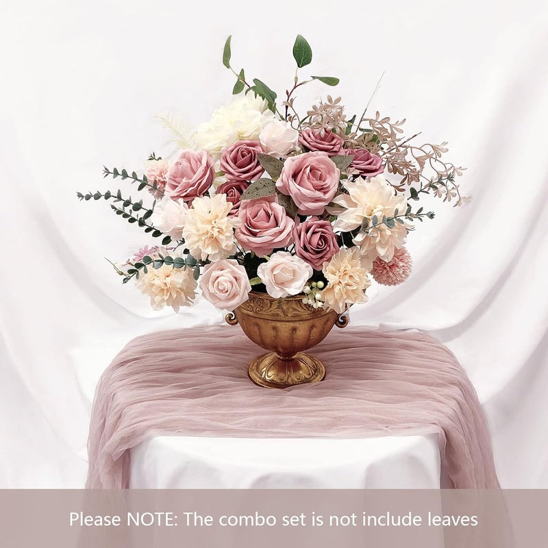 FACINOC Roses Artificial Flowers Pink Bouquets Box Set for DIY Bridal Wedding Shower Decorations Fake Floral Arrangements for Party Table Centerpieces Home Decor Indoor Outdoor Dusty Blush 19pcs - Image 3