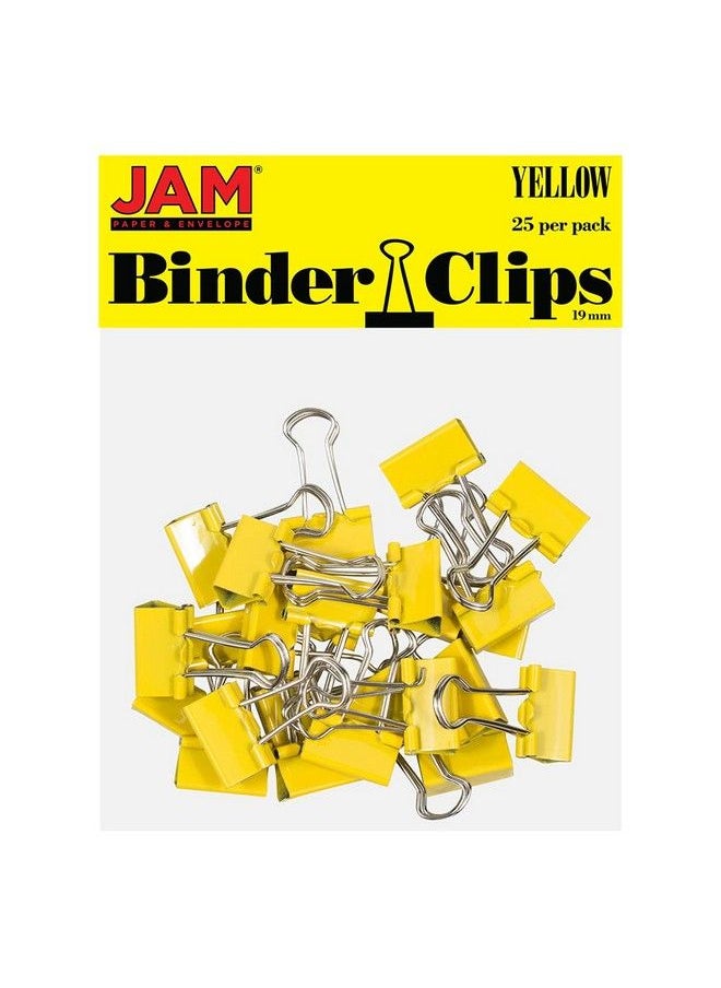 JAM Paper Colorful Binder Clips Small 3 4 Inch (19 Mm) Yellow Binderclips 25 Pack  - Image 1