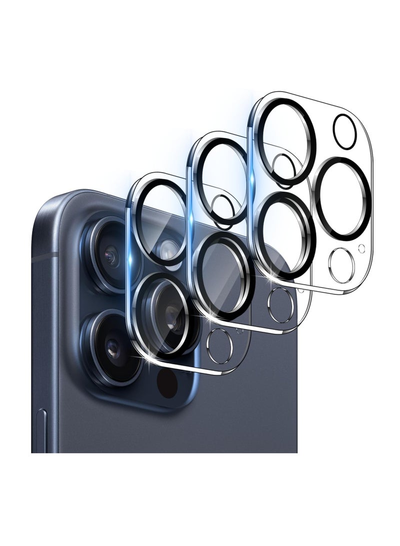 Aookay [3 Pack] Camera Lens Protector Compatible with iPhone 15 Pro Max / 15 Pro Accessories Camera Screen Cover 9H Glass Unbreakable Protection Case Friendly (iPhone 15 Pro Max/15 Pro) - Image 1