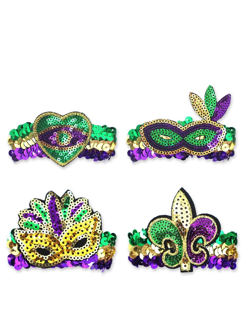 Suntown Mardi Gras Bracelets Carnival Sequin Bracelet Glitter Green Purple Set Wristband for Women and Men Gift - Image 1