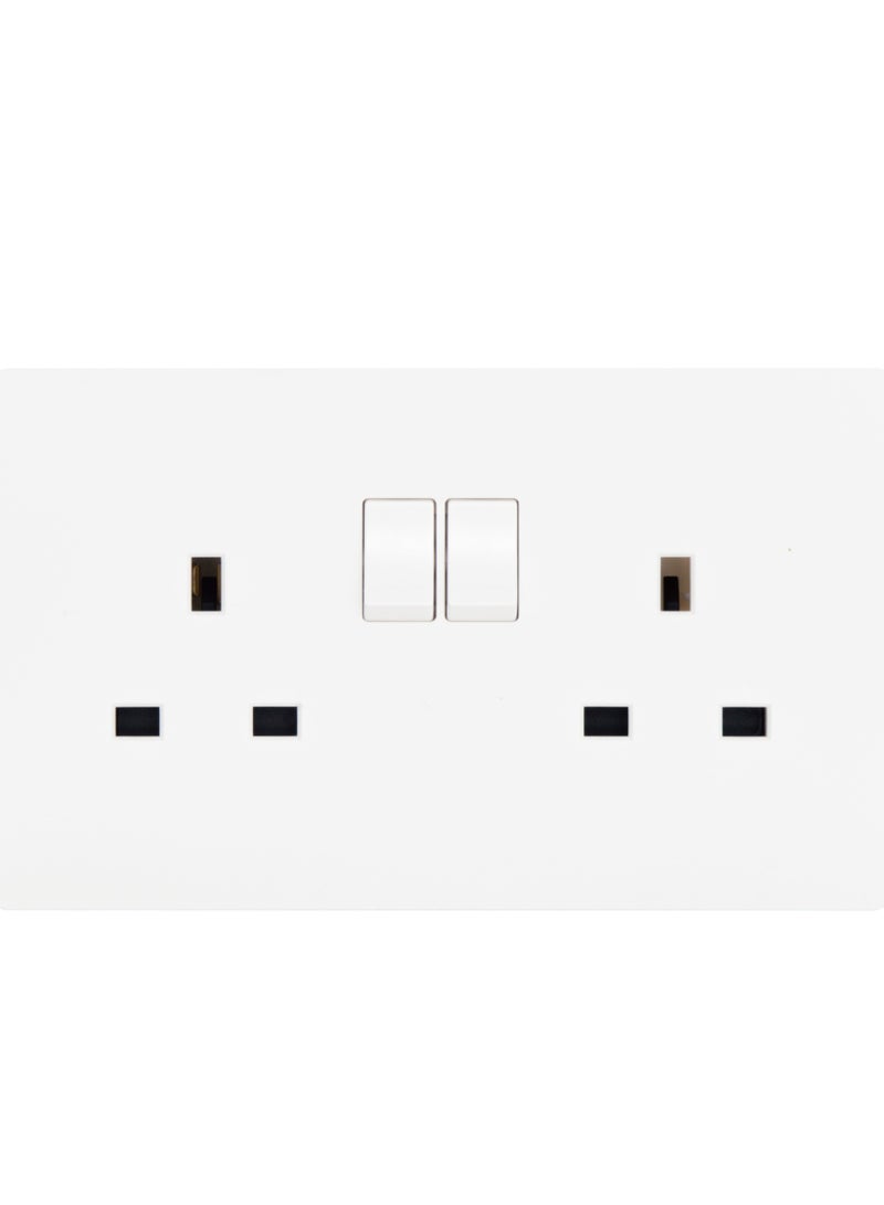 13AMP 2 GANG SWITCH SOCKET SP WHITE