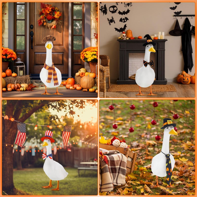 Locmeo 16 Set Holiday Porch Goose Outfit All Season Valentine Easter St. Patrick's Day 17''/23'' Lawn Goose Clothe for Patio - Image 5