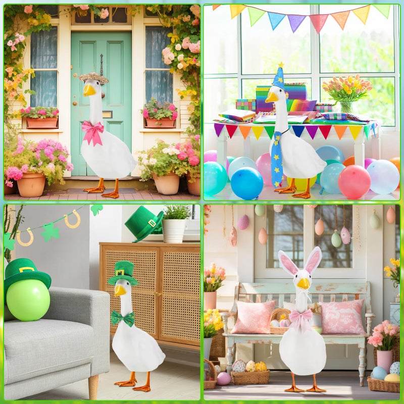 Locmeo 16 Set Holiday Porch Goose Outfit All Season Valentine Easter St. Patrick's Day 17''/23'' Lawn Goose Clothe for Patio - Image 3
