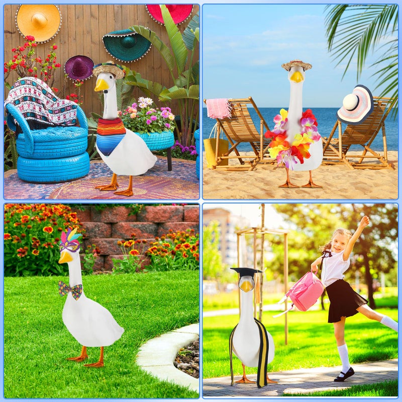 Locmeo 16 Set Holiday Porch Goose Outfit All Season Valentine Easter St. Patrick's Day 17''/23'' Lawn Goose Clothe for Patio - Image 4
