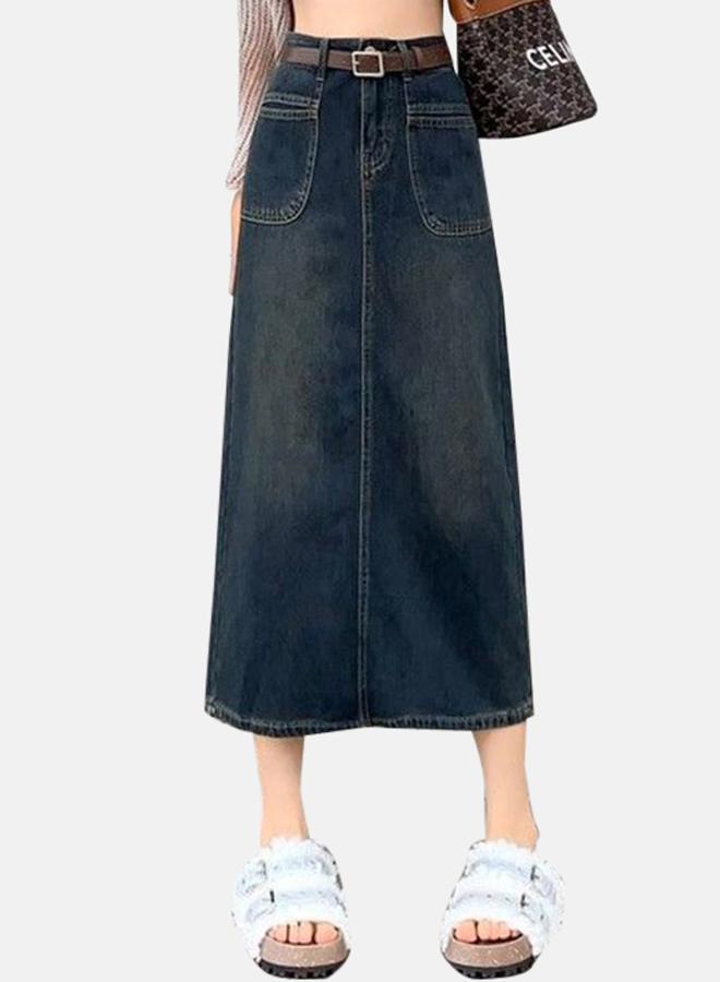 YUNIQEE Blue A-Line Midi Denim Skirts - Image 1