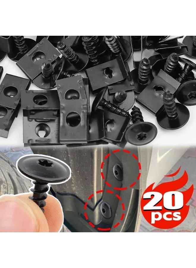 Car Modification U Shaped Clip Black Iron M4 M5 Gasket 6mm Hole Self Tapping Screw Fastener Kit Auto Motorcycle Body Repair Part - Image 1