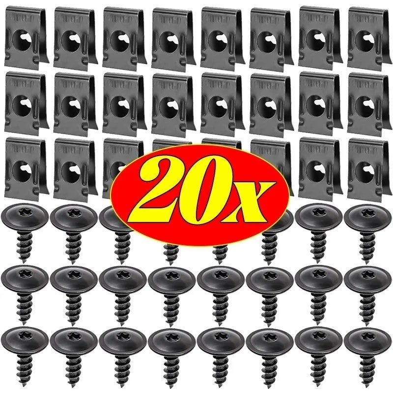 Car Modification U Shaped Clip Black Iron M4 M5 Gasket 6mm Hole Self Tapping Screw Fastener Kit Auto Motorcycle Body Repair Part - Image 2